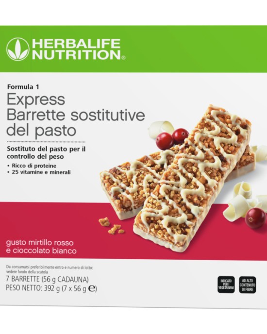 Formula 1 Express - Barrette sostitutive del pasto Mirtillo rosso e cioccolato bianco Formula 1 Express - Barrette sostitutive del pasto Mirtillo rosso e cioccolato bianco